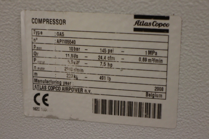Screw compressor Atlas Copco GA 5 - old.peltoc.com